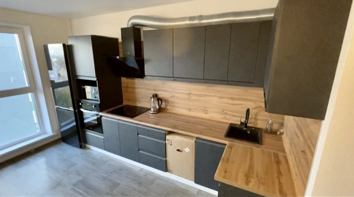 Кухня Вельвет в цвете Бетон графит и сочетании с дуб Вотан