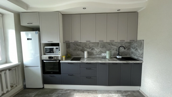 Кухня Вектор в светло-серых цветах Нео и Графит