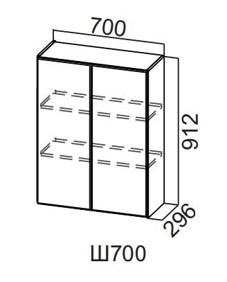 Шкаф навесной 700/912 Квадро СВ