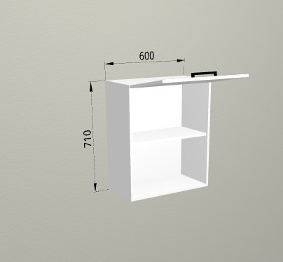 Шкаф навесной 600 2 яруса горизонтальный с открытой полкой Санвут МДФ