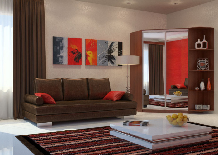 Угловой шкаф-купе Елена с зеркалами и угловым элементом