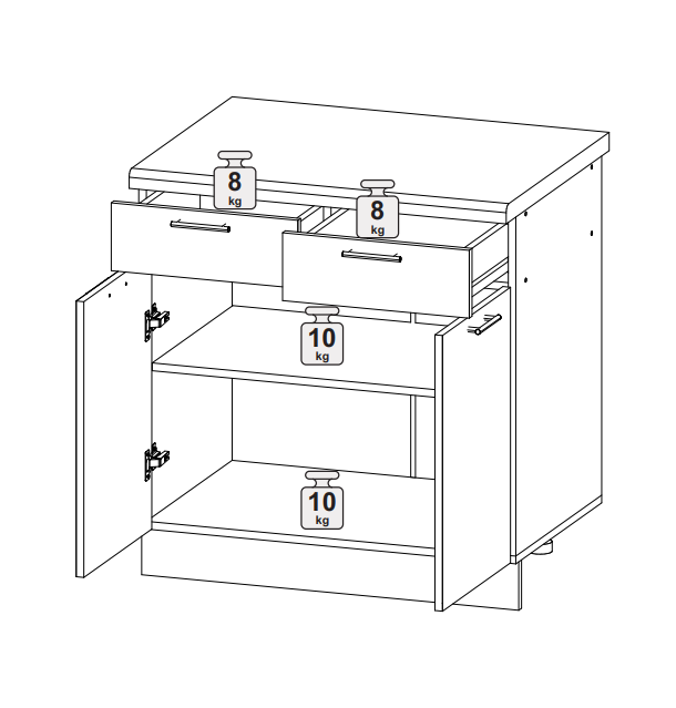 Шкаф нижний 800 с 2 ящиками Олива металлик