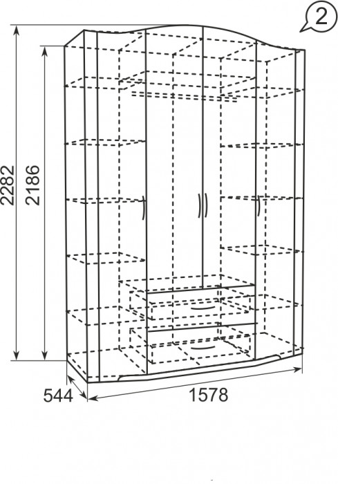 Шкаф для одежды 4-х дв с ящик (б/зерк) 2 Виктория Ижмебель