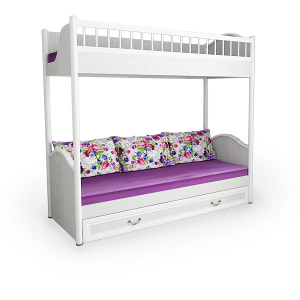 Кровать 2-х ярусная универсальная со сплошным ограждением с ящиком Классика