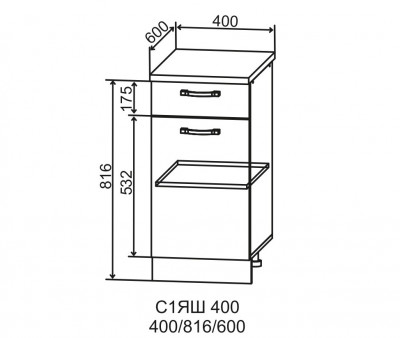 Шкаф нижний 400 с 1 ящиком Фортуна ДСВ