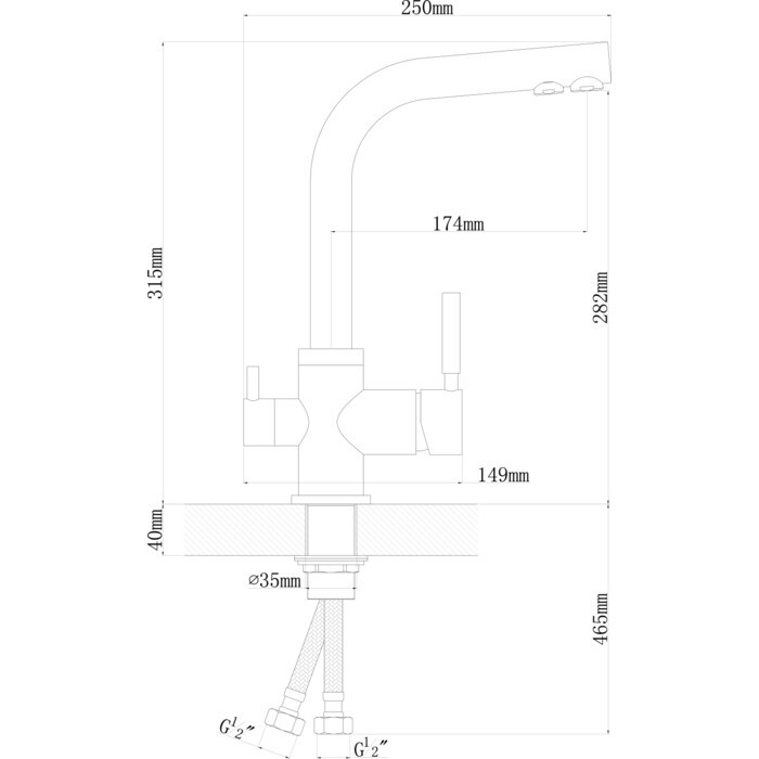 Смеситель для кухни с фильтром для питьевой воды Акцент Dr.Gans