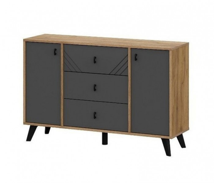 Комод 3 ящика двухстворчатый Байкал Графит NN-Мебель