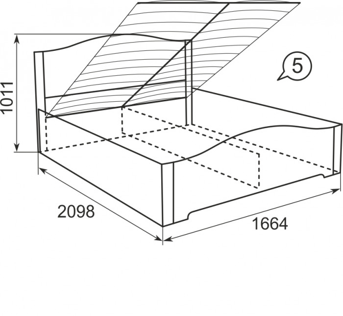 Кровать двуспальная 1600мм с подъемным механизмом 5 Виктория Ижмебель