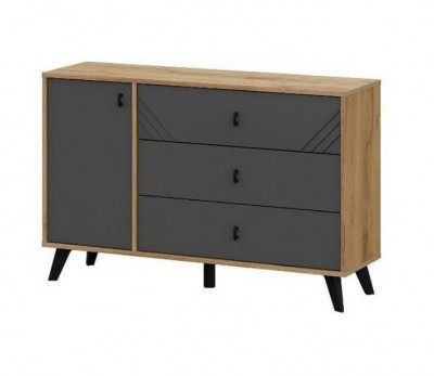 Комод 3 ящика (со створкой) Байкал Графит NN-Мебель