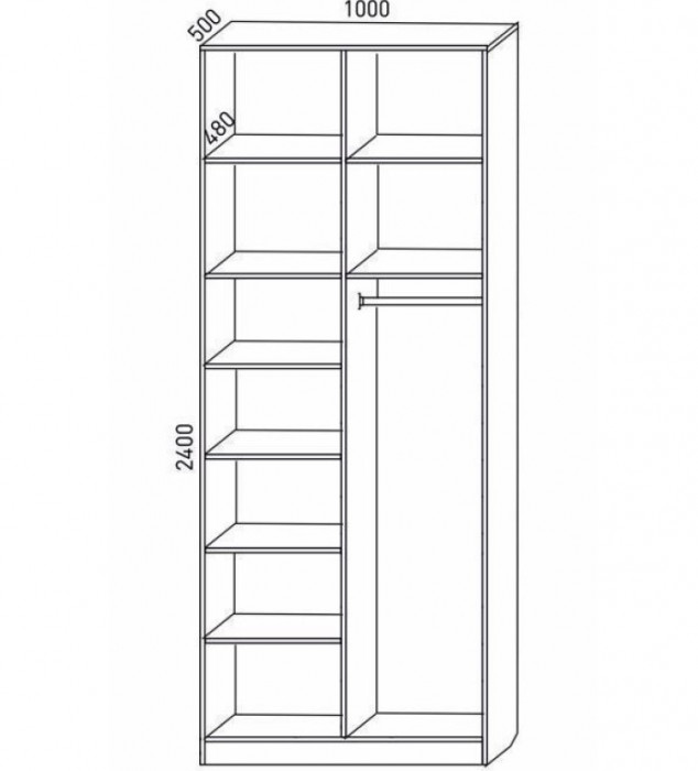 Шкаф М6-2.3 Б+П 100 с антресолью