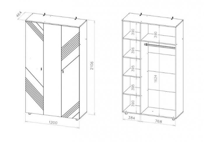 Шкаф трехстворчатый Байкал Графит NN-Мебель