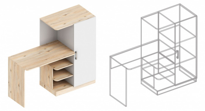 Стол письменный с пеналом Милана (правый)