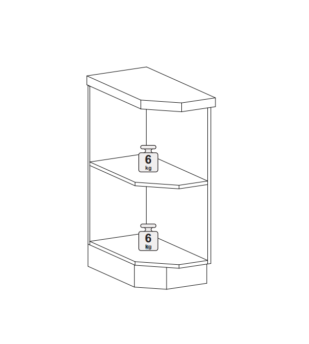 Шкаф нижний 300 торцевой полки открытые София