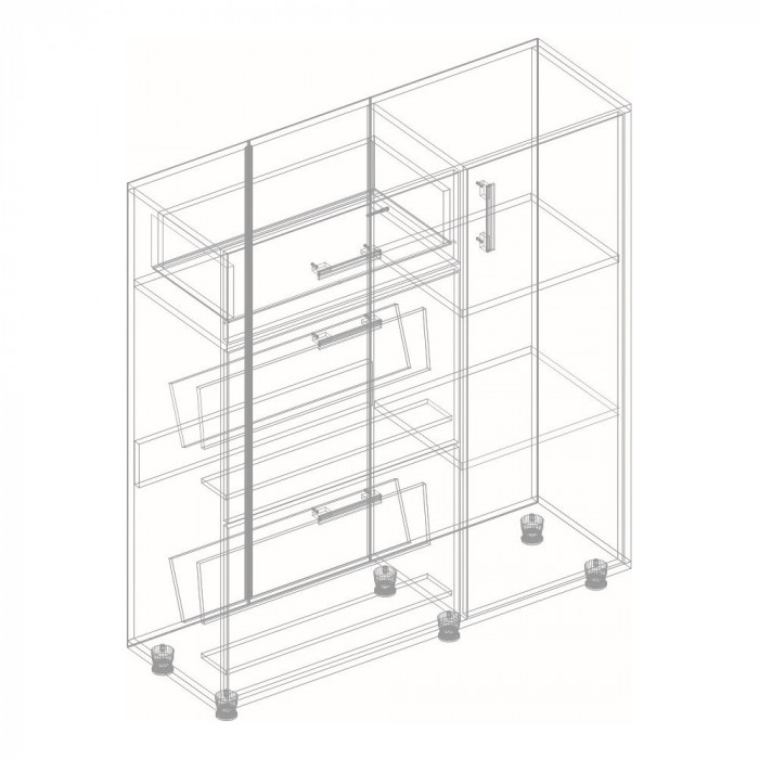 Обувница 3-х створчатая с ящиком Граф