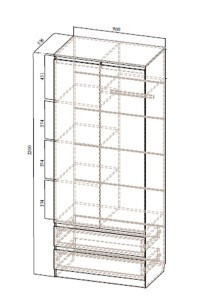Шкаф двухстворчатый комбинированный Бриз-1
