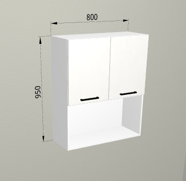 Шкаф навесной 800/950 горизонтальный 2 яруса с полкой Санвут МДФ