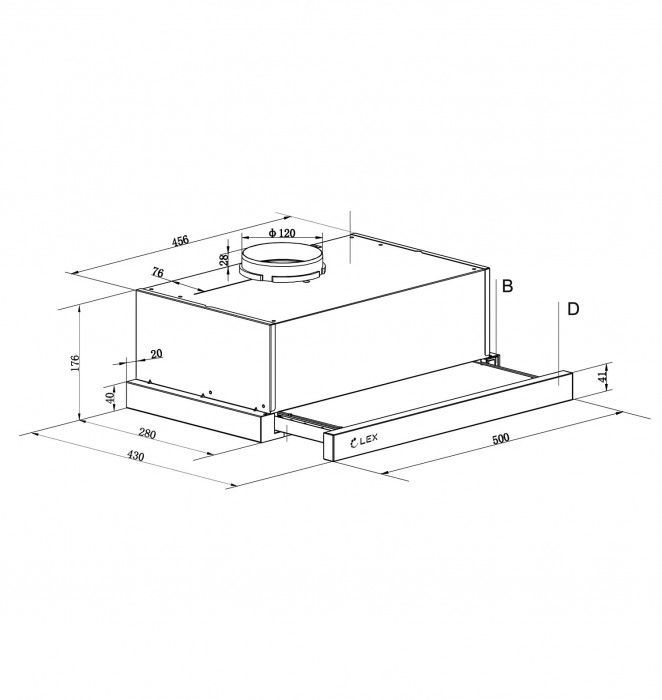 Встраиваемая вытяжка LEX HOGAN 500 BLACK
