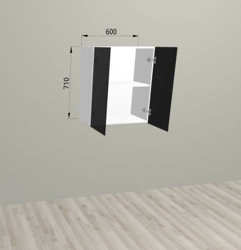 Шкаф навесной со стеклом в ал. проф. 2 ств. 600 Санвут