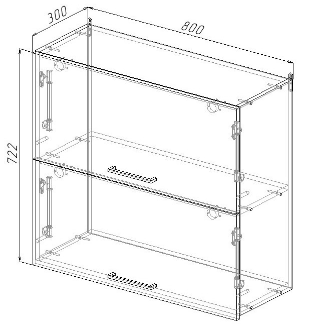 Шкаф навесной 800 2 яруса горизонтальный Санвут