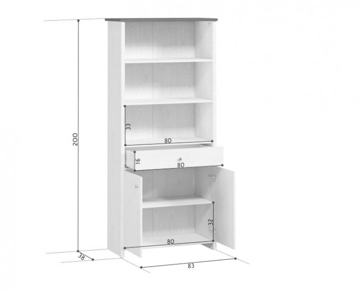 Шкаф комбинированный REG2D1S Порто