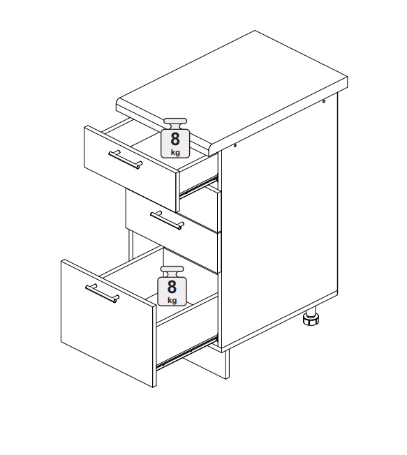 Шкаф нижний 400 с ящиками Олива металлик