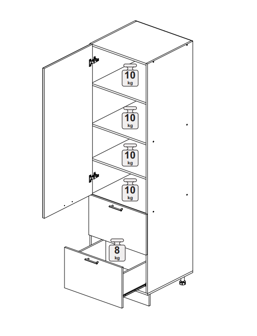 Пенал 600 глухой с 2 ящиками Олива металлик