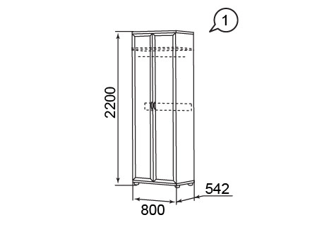 Шкаф для одежды 2-хдверный 1 Брайтон