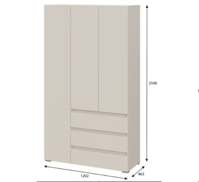 Шкаф с ящиками Люмо 3-х створчатый 1200