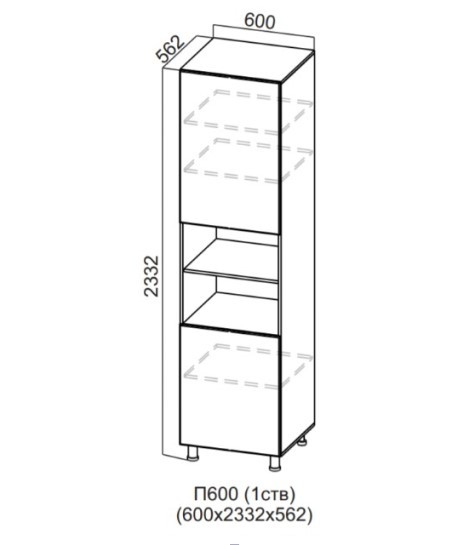 Пенал с нишей 1 ств. 600/2332 Квадро СВ 