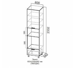 Пенал под духовку и микроволновку 600/2332 Квадро СВ 
