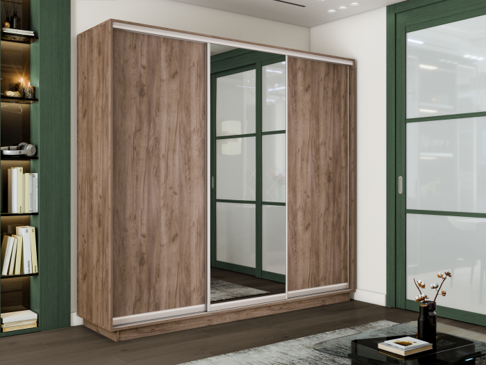 Шкаф купе 3-х дв. 2 ДСП и зеркало 1800/2200/600 Экспресс 2