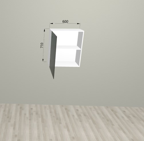 Шкаф навесной со стеклом в ал. проф. 1 ств. 600 Санвут