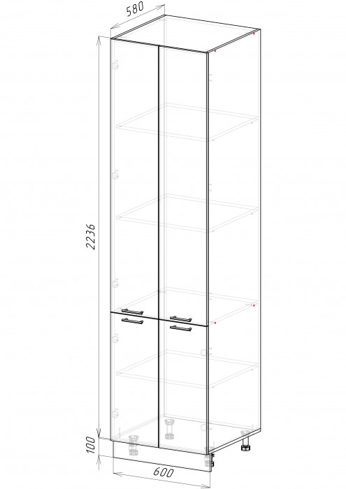 Пенал глухой с 2 створками П2 600/2336 Норд Line