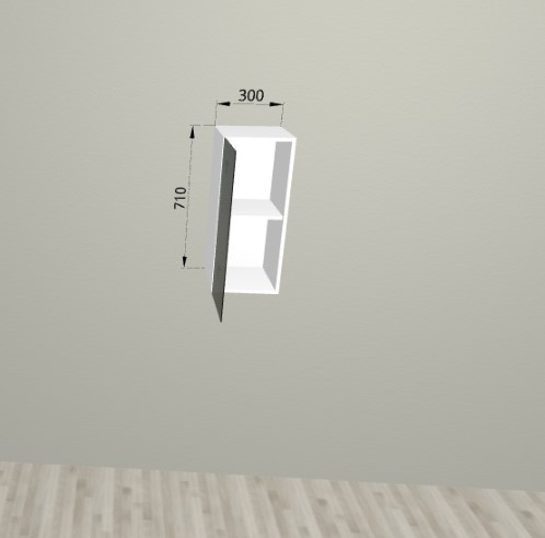 Шкаф навесной со стеклом в ал. проф. 300 Санвут