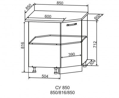 Шкаф нижний 850 угловой Фортуна ДСВ