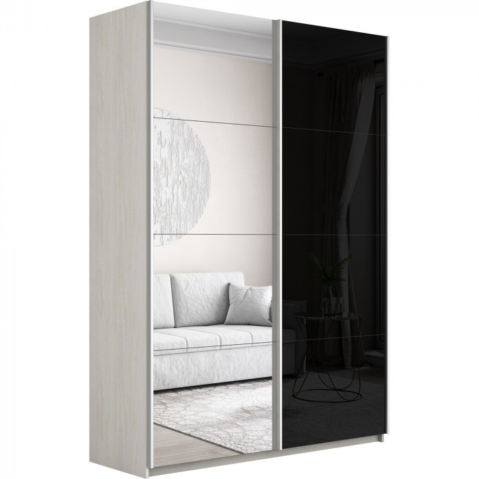 Шкаф купе Прайм 2-х дв. со стеклом и зеркалом 1600 Е1