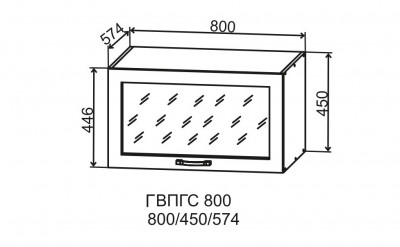 Шкаф верхний горизонтальный глубокий со стеклом 800/450 Фортуна ДСВ 1