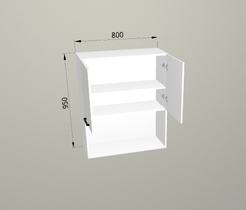 Шкаф навесной 800/950 горизонтальный 2 яруса с полкой Санвут