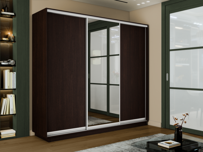 Шкаф купе 3-х дв. 2 ДСП и зеркало 2400/2200/600 Экспресс 2