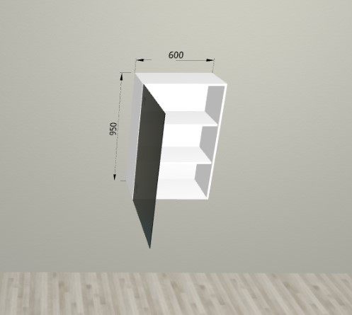 Шкаф навесной со стеклом в ал. проф. 1 ств. 600/950 Санвут