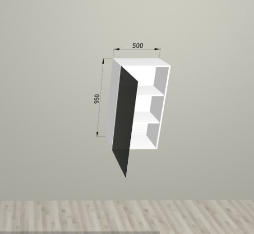 Шкаф навесной со стеклом в ал. проф. 500/950 Санвут