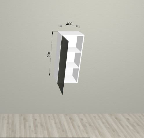 Шкаф навесной со стеклом в ал. проф. 400/950 Санвут