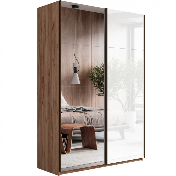 Шкаф купе Прайм 2-х дв. со стеклом и зеркалом 1200 Е1