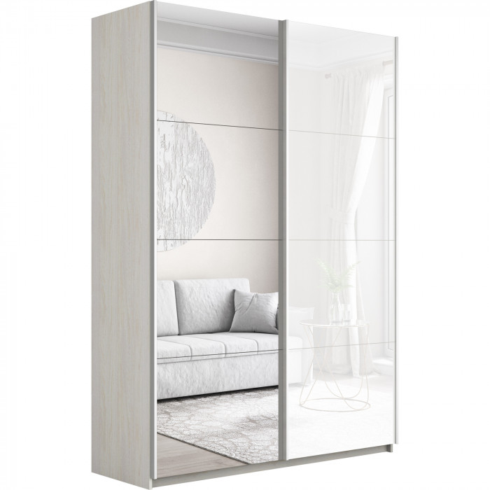 Шкаф купе Прайм 2-х дв. со стеклом и зеркалом 1200 Е1