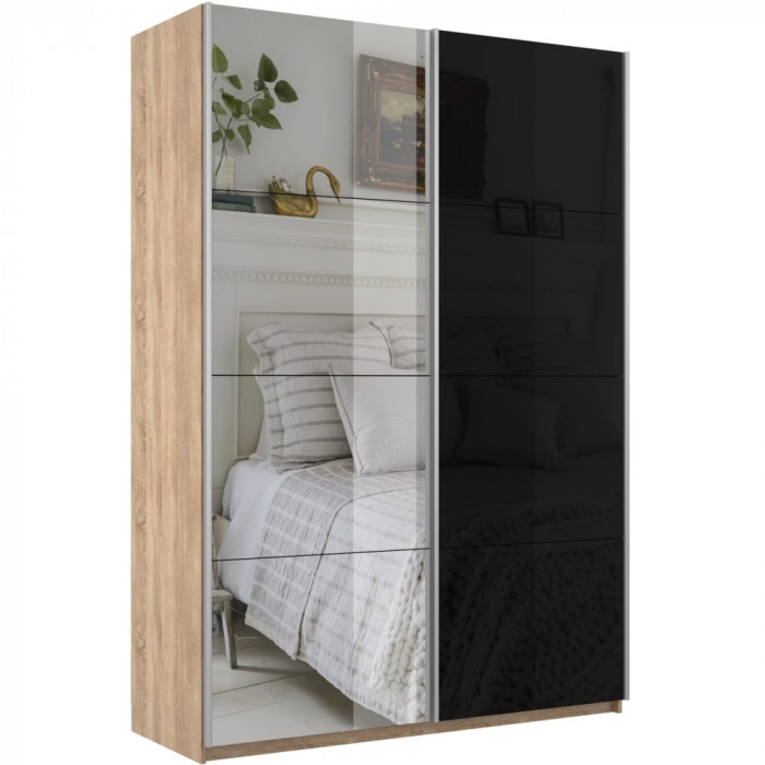 Шкаф купе Прайм 2-х дв. со стеклом и зеркалом 1200 Е1