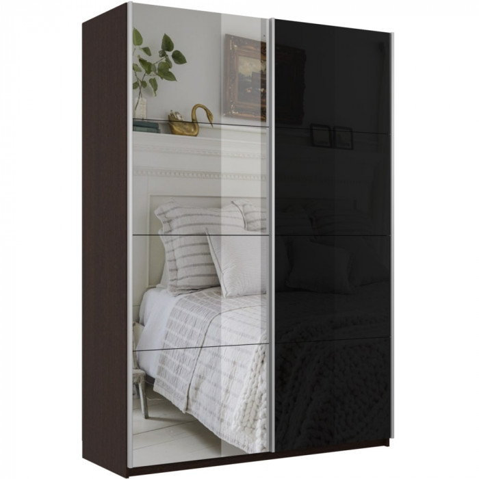 Шкаф купе Прайм 2-х дв. со стеклом и зеркалом 1200 Е1