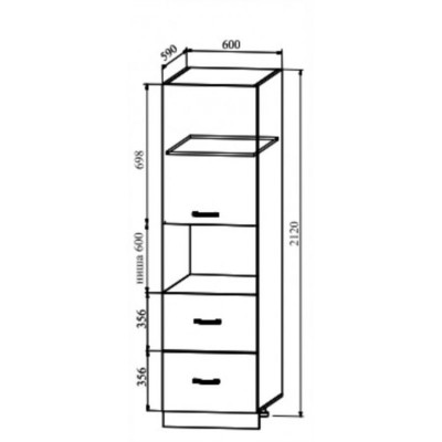Пенал 600 с ящиками Олива