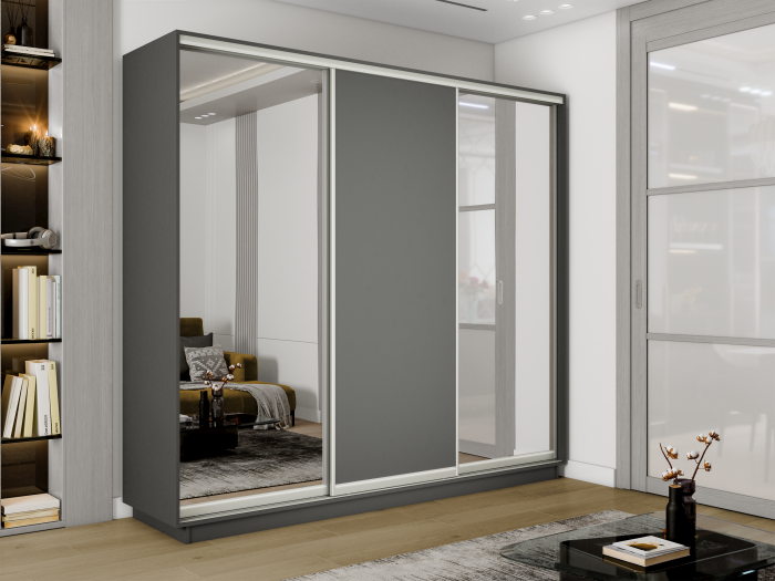 Шкаф купе 3-х дв. 2 зеркала и ДСП 1800/2200/450 Экспресс 2