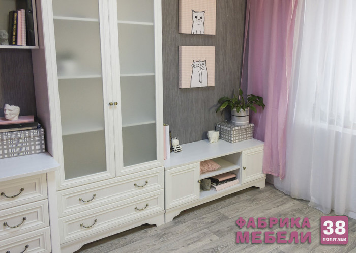 Стеллаж со стеклянными дверцами Классика