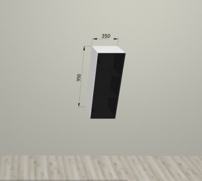 Шкаф навесной со стеклом в ал. проф. 350/950 Санвут